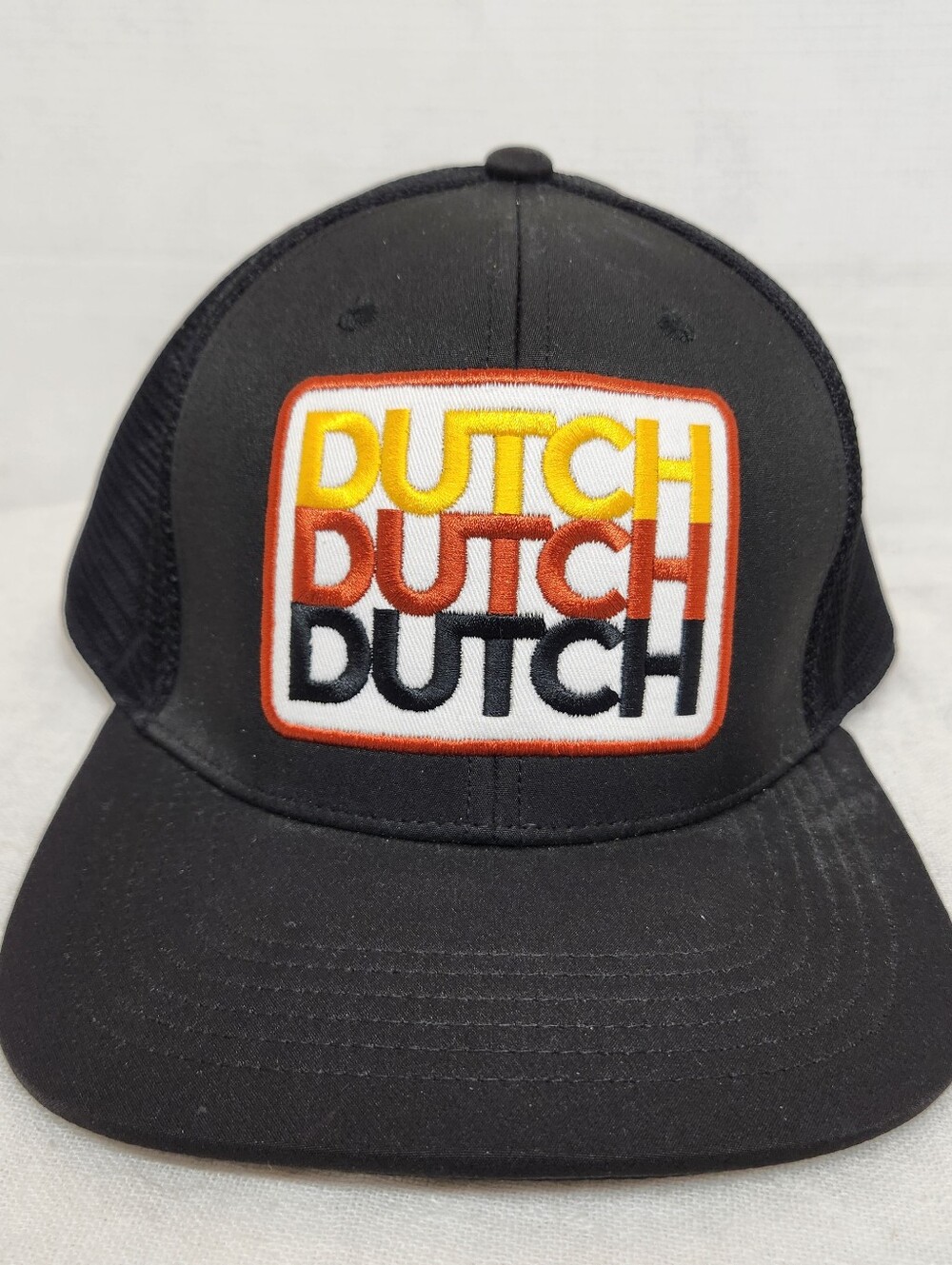 Dutch Bros Coffee Black Flat Brim Trucker Hat Adjustable Snapback Mesh Cap